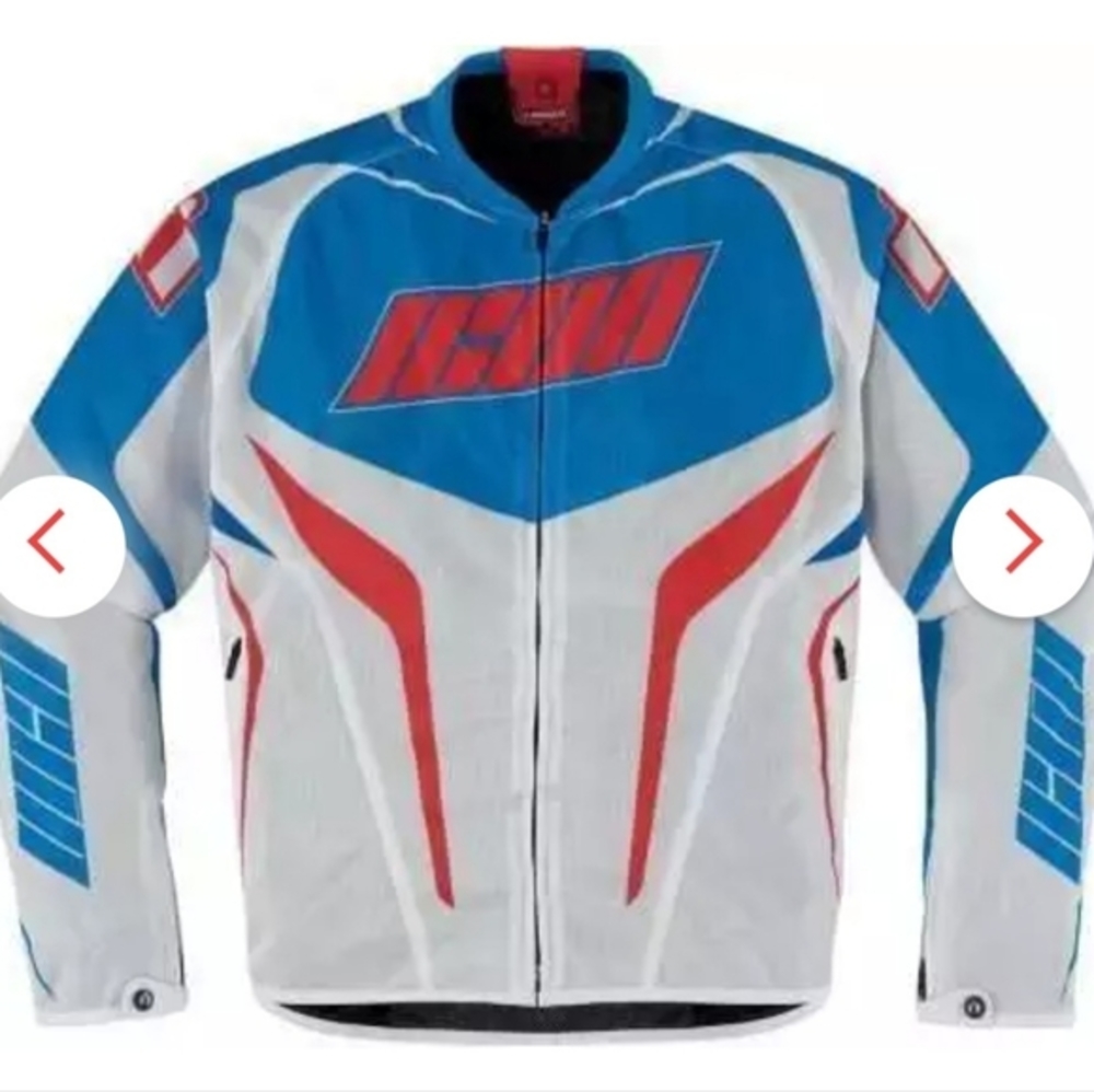 ICON Blue White Red Racing Motorcycle Jacket